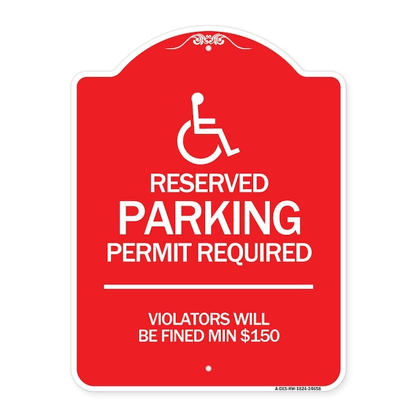 Signmission Connecticut Reserved Parking Permit Required Violators Fined Min $150 Alum, 18" x 24", RW-1824-24658 A-DES-RW-1824-24658 - main